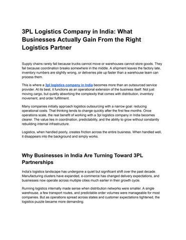 3PL Logistics Company in India_ What Businesses Actually Gain From the Right Logistics Partner