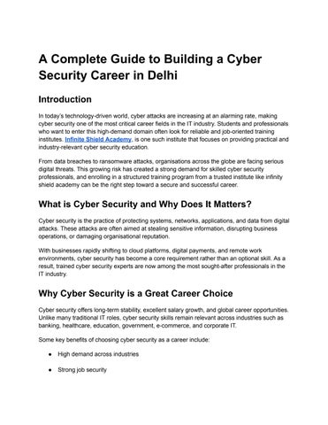 A Complete Guide to Building a Cyber Security Career in Delhi
