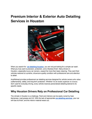 Premium Interior & Exterior Auto Detailing Services in Houston
