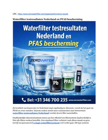 Waterfilter testresultaten Nederland en PFAS bescherming