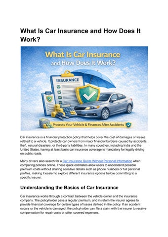 What Is Car Insurance and How Does It Work
