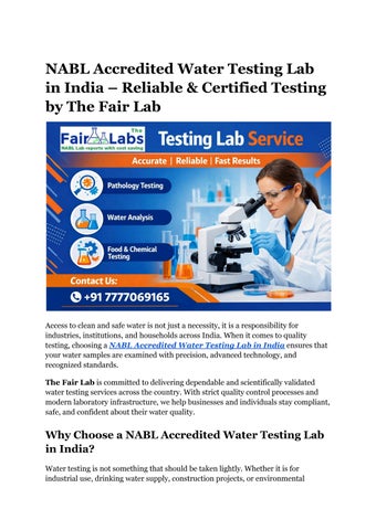 NABL Accredited Water Testing Lab in India