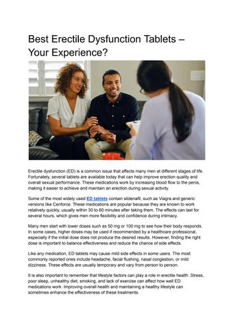 Best Erectile Dysfunction Tablets – Your Experience_