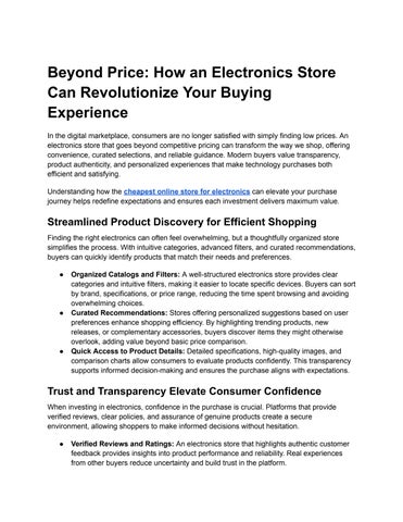 Beyond Price: How an Electronics Store Can Revolutionize Your Buying Experience