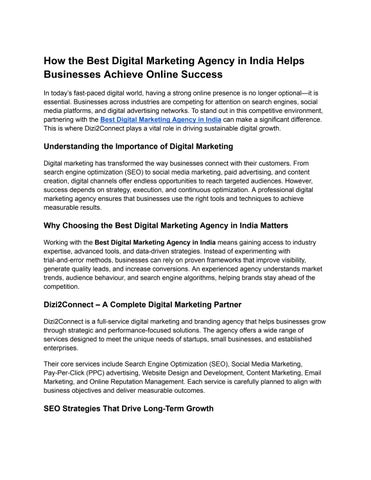 How the Best Digital Marketing Agency in India Helps Businesses Achieve Online Success
