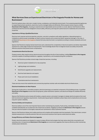 What Services Does an Experienced Electrician in Port Augusta Provide for Homes and Businesses