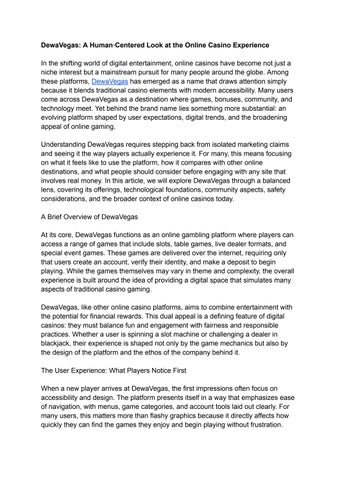 DewaVegas_ A Human‑Centered Look at the Online Casino Experience