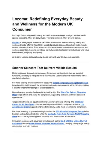 Lozoma Redefining Everyday Beauty and Wellness for the Modern UK Consumer