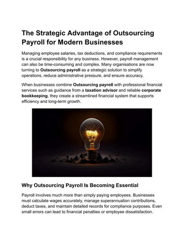 The Strategic Advantage of Outsourcing Payroll for Modern Businesses