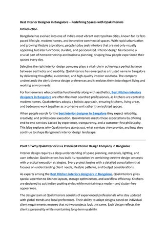 Best Interior Designers in Bangalore