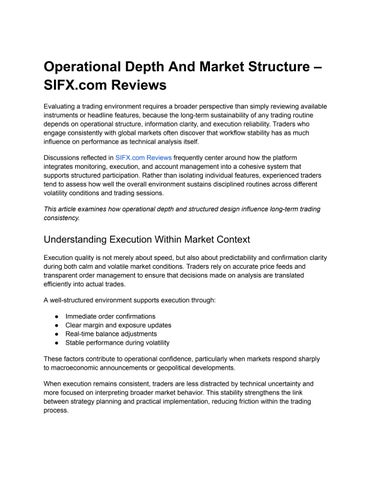 SIFX.com Reviews | Operational Depth And Market Structure