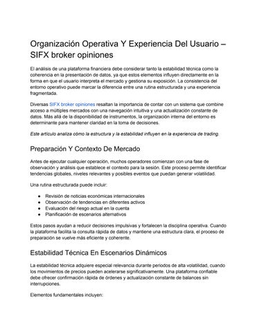 Experiencia Del Usuario | SIFX broker opiniones