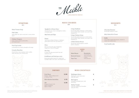 Crieff Hydro | The Meikle | Kids Menu