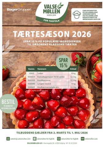 Tilbudsark tærter 2026 Bagergruppen
