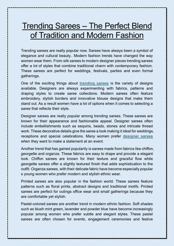 Trending Sarees – The Perfect Blend of Tradition and Modern Fashion