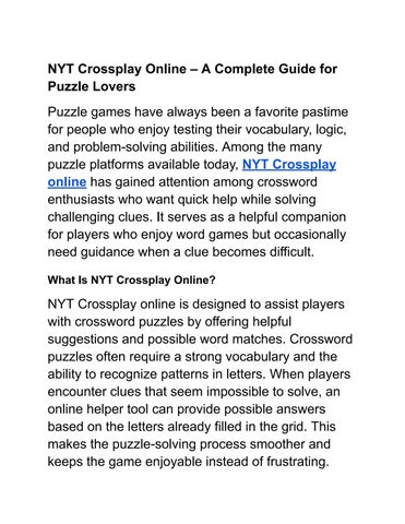 NYT Crossplay Online: Ultimate Guide for Crossword Solvers