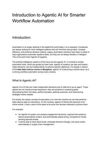 Introduction to Agentic AI for Smarter Workflow Automation