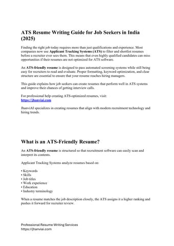 ATS Resume Writing Guide for Job Seekers in India