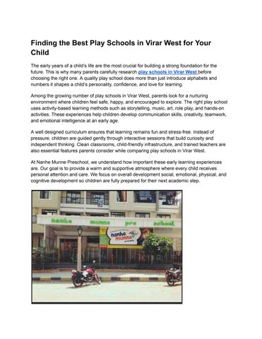 play schools in Virar West