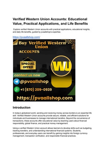 Buy Verified Western Union Accounts for Safe Money ...