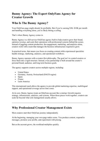 Bunny Agency: The Expert OnlyFans Agency for Creator Growth