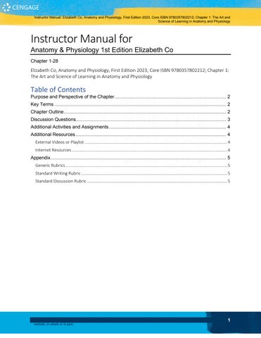 Solution Manual for Anatomy & Physiology 1st Edition by Elizabeth Co not Uplodedd