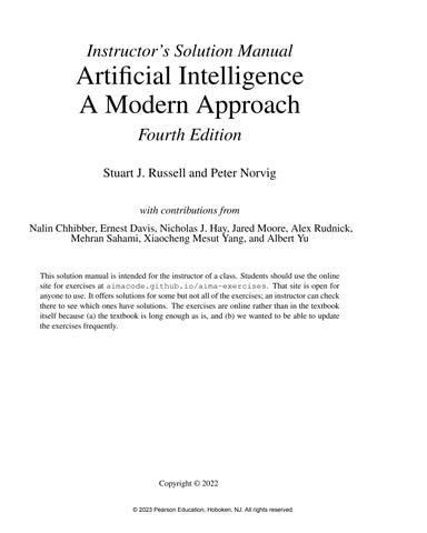 Solution Manual For Artificial Intelligence A Modern Approach, 4th Edition by Stuart J. Russell and 