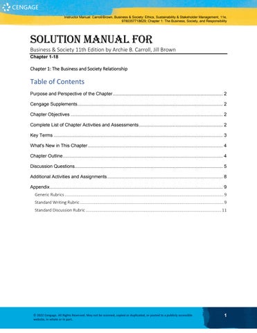 Solution Manual For Business & Society 11th Edition by Archie B. Carroll, Jill Brown Chapter 1-18