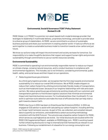 MODE Global - ESG Policy Statement Revised 3.4.26