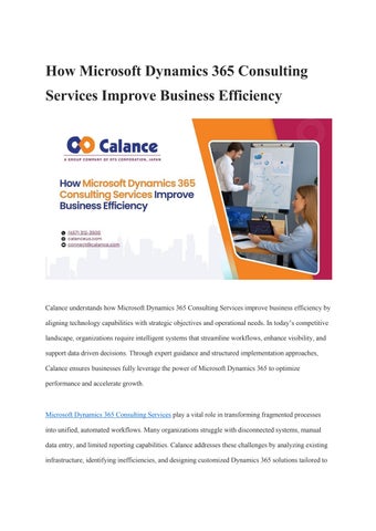 How Microsoft Dynamics 365 Consulting Services Improve Business Efficiency