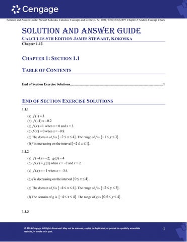 Solution Manual For Calculus 5th Edition by James Stewart, Kokoska Chapter 1-13