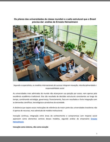 Os pilares das universidades de classe mundial e o salto estrutural que o Brasil precisa dar