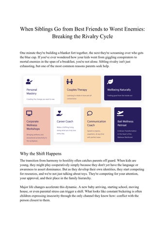 When Siblings Go from Best Friends to Worst Enemies: Breaking the Rivalry Cycle