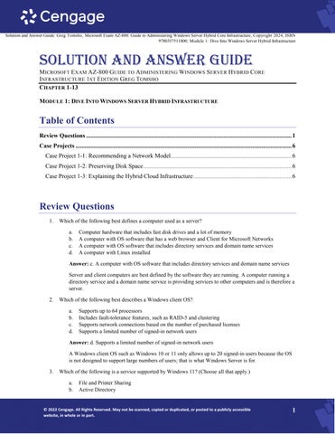 Solution Manual For Microsoft Exam AZ-800 Guide to Administering Windows Server Hybrid Core Infrastr