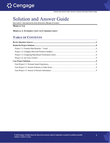 Solution Manual For Security Awareness 6th Edition by Mark Ciampa Module 1-6