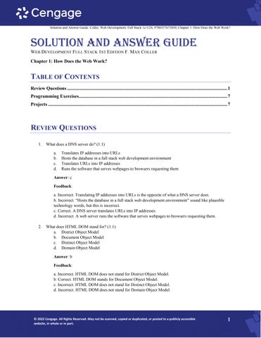 Solution Manual For Web Development Full Stack 1st Edition by F. Max Coller Chapter 1-12