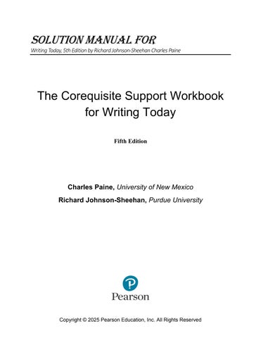 Solution Manual For Writing Today, 5th Edition by Richard Johnson-Sheehan Charles Paine