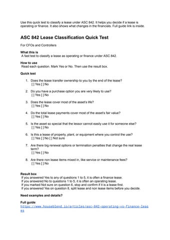 ASC 842 Lease Classification Quick Test for CFOs