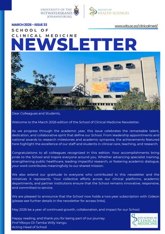 School of Clinical Medicine - Newsletter March 2026