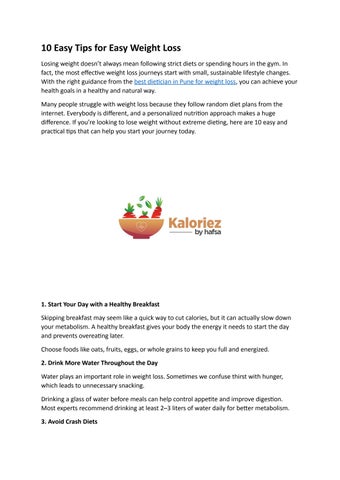 10 Easy Tips for Easy Weight Loss