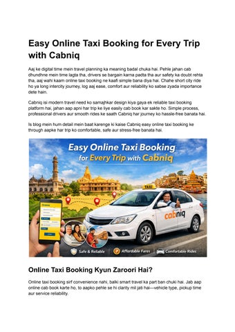 Easy Online Taxi Booking for Every Trip with Cabniq