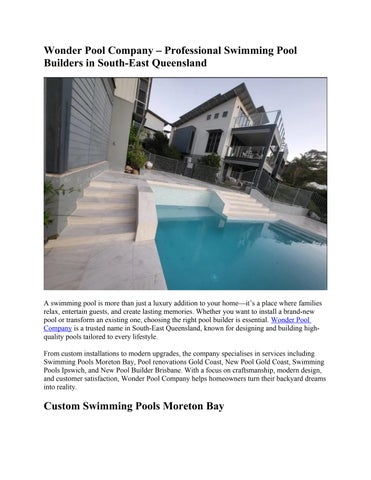 Wonder Pool Company – Professional Swimming Pool Builders in South-East Queensland