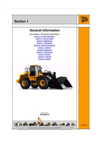 JCB Wheeled Loading Shovel 467 Service Manual 9813/0500-01 PDF