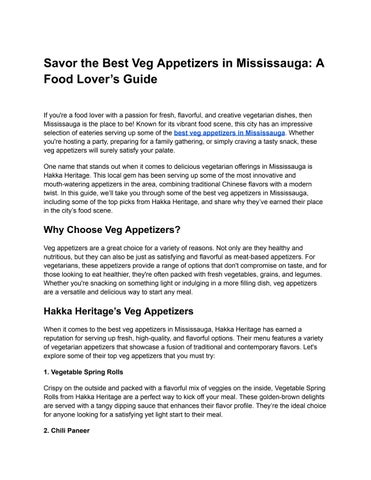 Savor the Best Veg Appetizers in Mississauga_ A Food Lover’s Guide