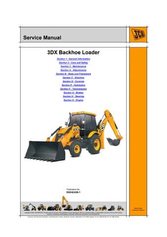 JCB Backhoe Loader 3DX Service Manual 550/42426-1 PDF