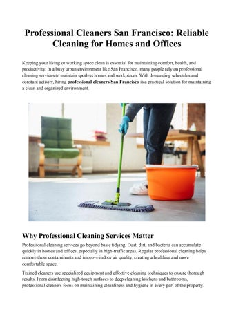 Professional Cleaners San Francisco: Reliable Cleaning for Homes and Offices