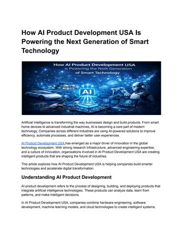 How AI Product Development USA Is Powering the Next Generation of Smart Technology