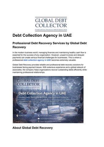 Debt Collection Agency in UAE | Global Debt Recovery Professional Services