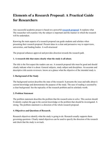 Elements of a Research Proposal