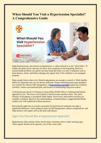 When Should You Visit a Hypertension Specialist for BP Care